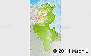 Physical Map of Tunisia, lighten, semi-desaturated, land only