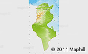 Physical Map of Tunisia, single color outside, bathymetry sea, shaded relief sea