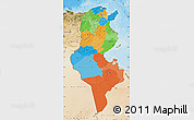 Political Map of Tunisia, satellite outside, bathymetry sea