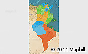 Political Map of Tunisia, satellite outside
