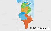 Political Map of Tunisia, single color outside