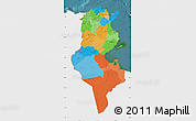 Political Map of Tunisia, single color outside, satellite sea