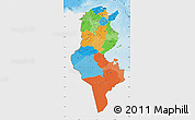 Political Map of Tunisia, single color outside, shaded relief sea