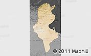 Satellite Map of Tunisia, darken, desaturated