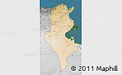 Satellite Map of Tunisia, desaturated, land only