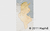 Satellite Map of Tunisia, lighten, semi-desaturated