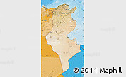 Satellite Map of Tunisia, political shades outside