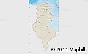 Shaded Relief Map of Tunisia, single color outside