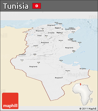 Classic Style Panoramic Map of Tunisia, single color outside