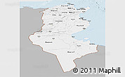 Gray Panoramic Map of Tunisia, single color outside