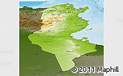 Physical Panoramic Map of Tunisia, darken, land only