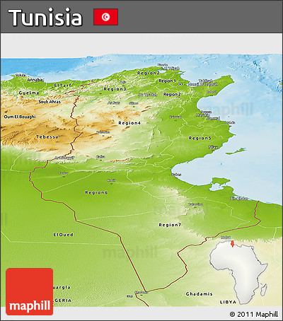 Physical Panoramic Map of Tunisia