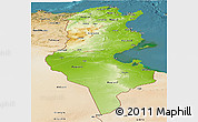 Physical Panoramic Map of Tunisia, satellite outside
