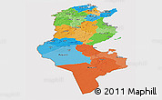 Political Panoramic Map of Tunisia, cropped outside