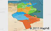 Political Panoramic Map of Tunisia, satellite outside
