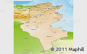Satellite Panoramic Map of Tunisia, physical outside