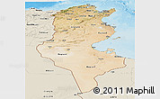 Satellite Panoramic Map of Tunisia, shaded relief outside
