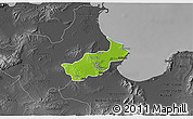 Physical 3D Map of Tunis, darken, desaturated