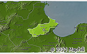 Physical 3D Map of Tunis, darken