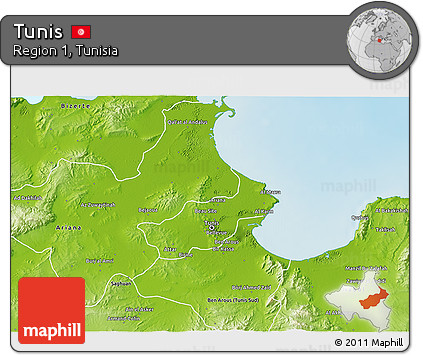 Physical 3D Map of Tunis