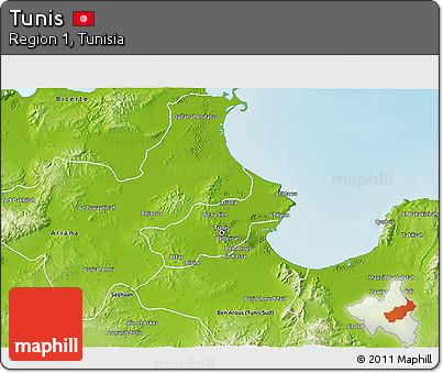 Physical 3D Map of Tunis