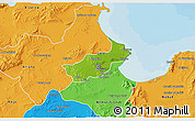 Physical 3D Map of Tunis, political outside