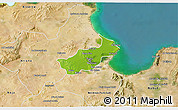 Physical 3D Map of Tunis, satellite outside