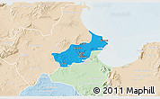 Political 3D Map of Tunis, lighten
