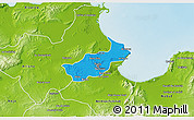 Political 3D Map of Tunis, physical outside
