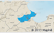 Political 3D Map of Tunis, shaded relief outside
