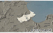 Shaded Relief 3D Map of Tunis, darken