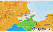 Shaded Relief 3D Map of Tunis, political outside