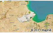 Shaded Relief 3D Map of Tunis, satellite outside
