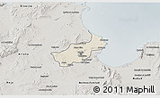 Shaded Relief 3D Map of Tunis, semi-desaturated