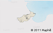 Shaded Relief 3D Map of Tunis, single color outside