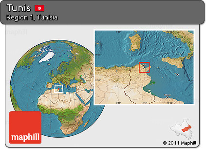 Satellite Location Map of Tunis