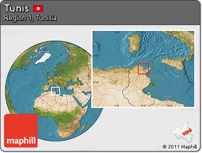 Satellite Location Map of Tunis