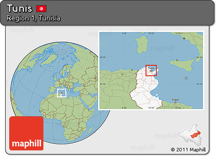 Savanna Style Location Map of Tunis, highlighted country