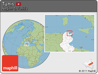 Savanna Style Location Map of Tunis, highlighted country