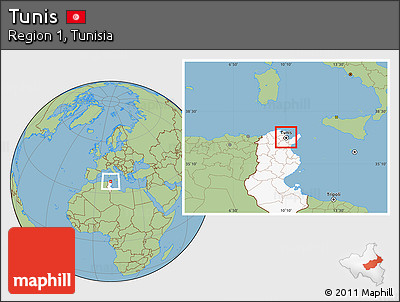 Savanna Style Location Map of Tunis, highlighted country