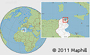 Savanna Style Location Map of Tunis, highlighted country, highlighted parent region