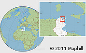 Savanna Style Location Map of Tunis, highlighted country