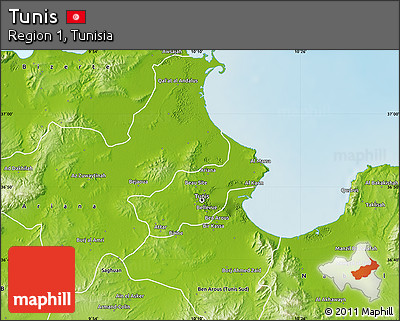 Physical Map of Tunis