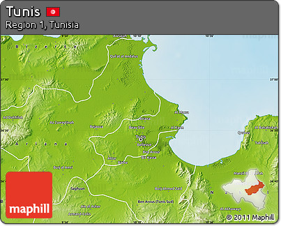 Physical Map of Tunis