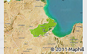 Physical Map of Tunis, satellite outside