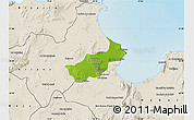 Physical Map of Tunis, shaded relief outside