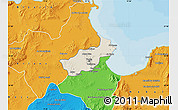 Shaded Relief Map of Tunis, political outside