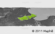 Physical Panoramic Map of Tunis, darken, desaturated