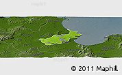 Physical Panoramic Map of Tunis, darken