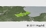 Physical Panoramic Map of Tunis, darken, semi-desaturated